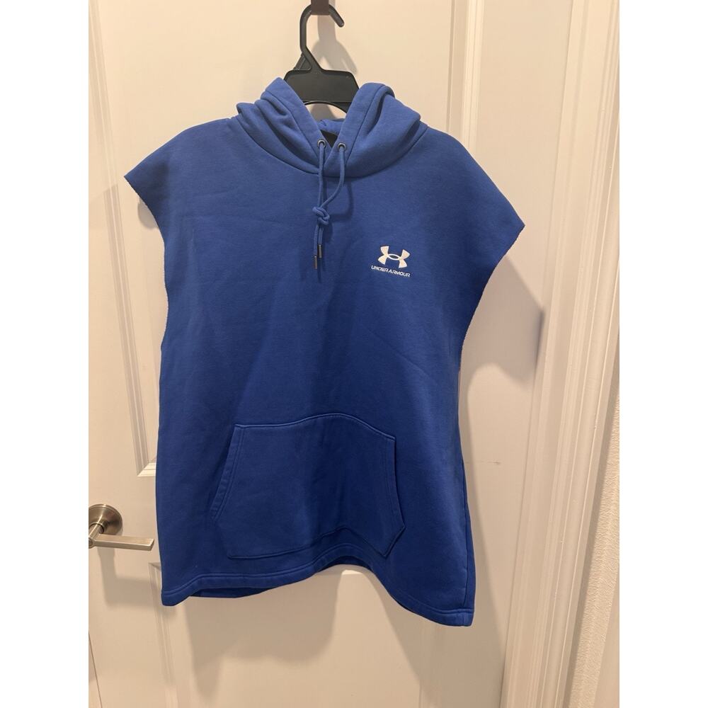 UA Under Armour Icon Blue fleece sleeveless hoodie mens XL MWOT